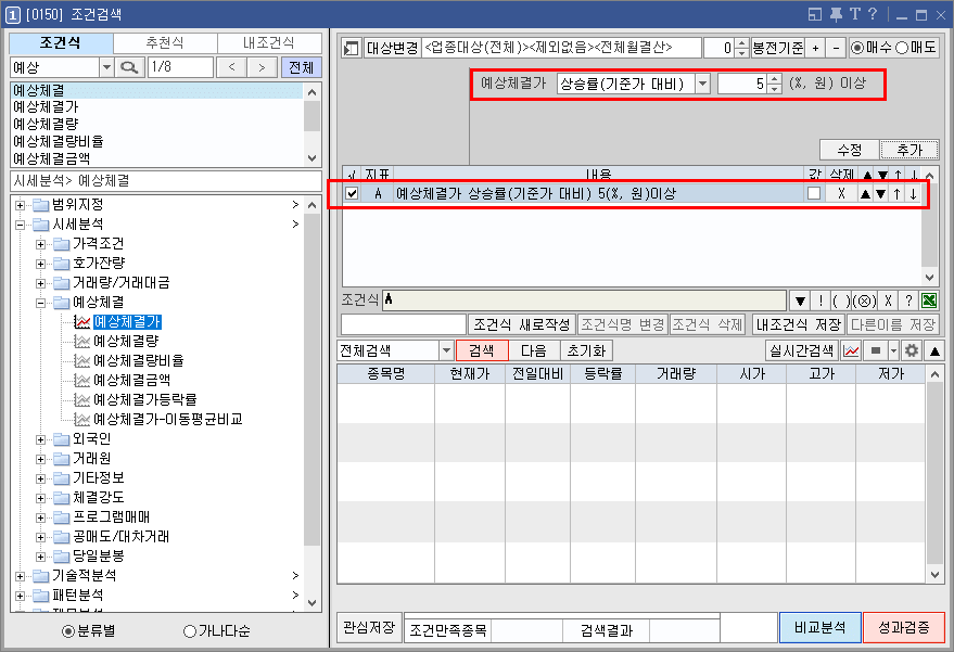 예상 체결 조건검색기 2)