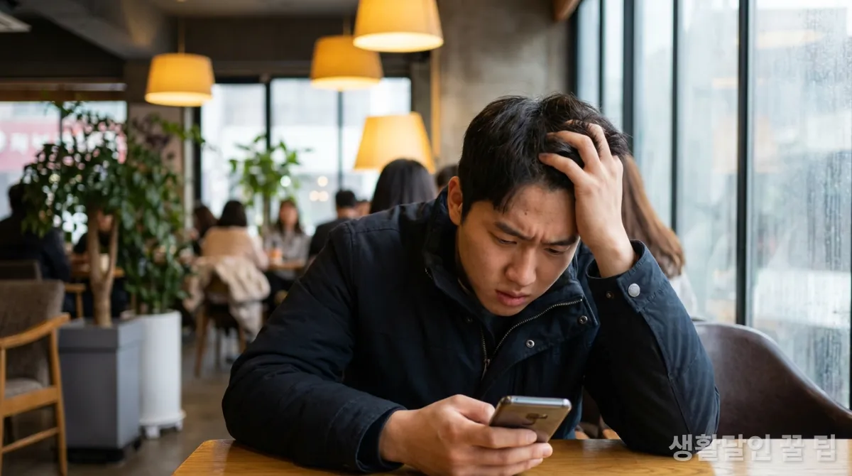 스마트폰을 손에 놓지 못하고 불안해하는 한국 청년