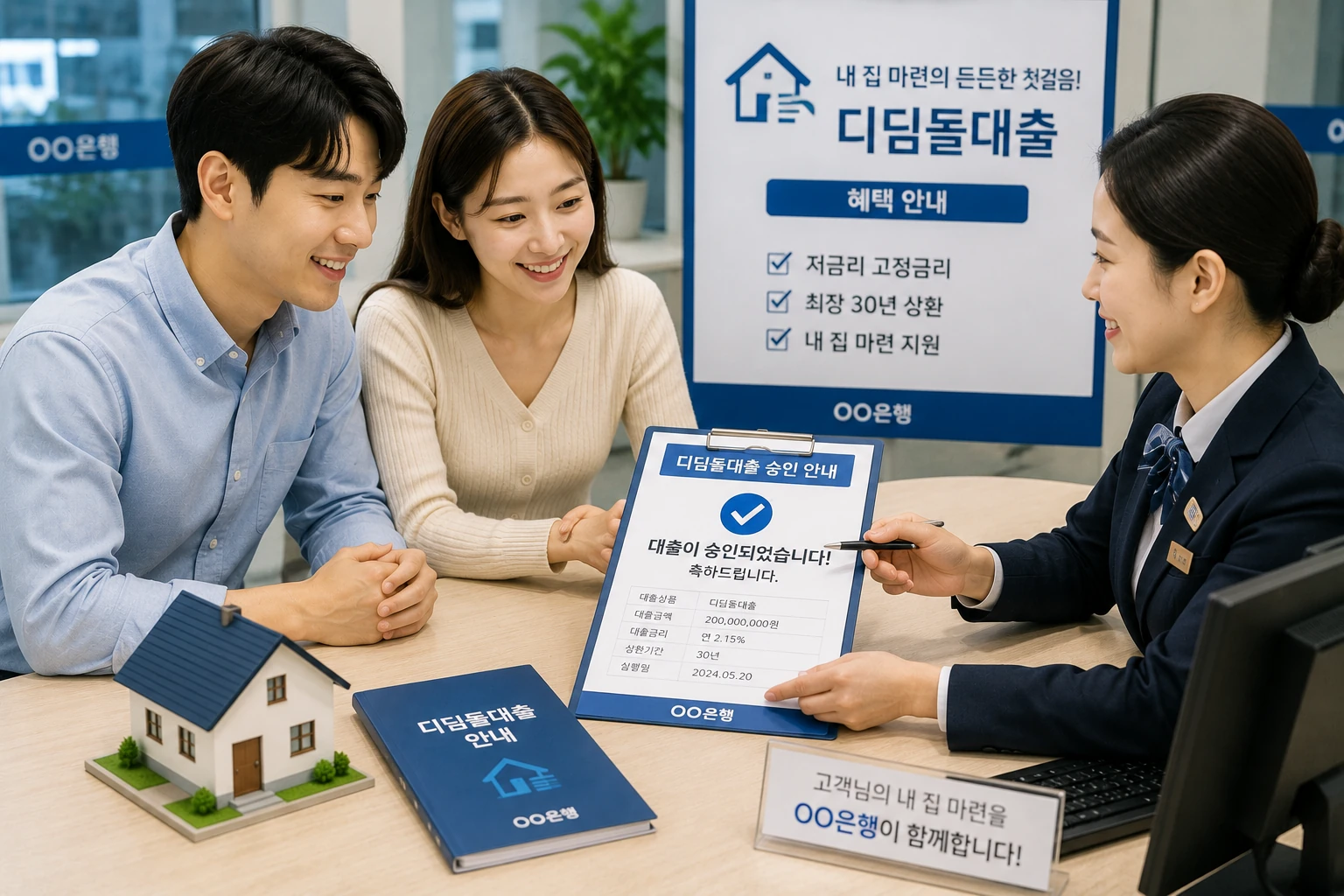 신혼부부 디딤돌대출 심사 완료 후 승인 안내를 받는 모습