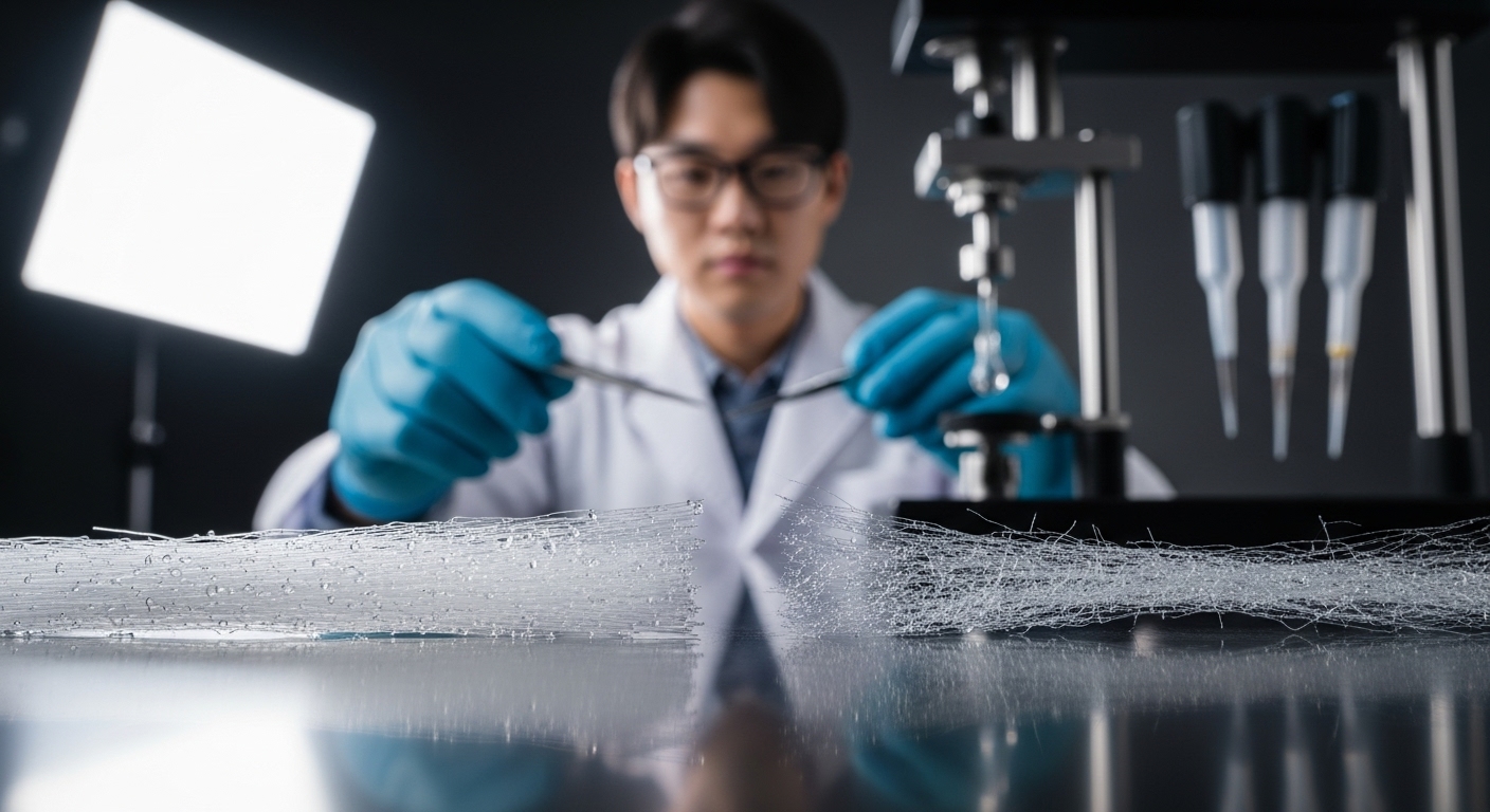 protein fiber compared side-by-side with a natural spider silk