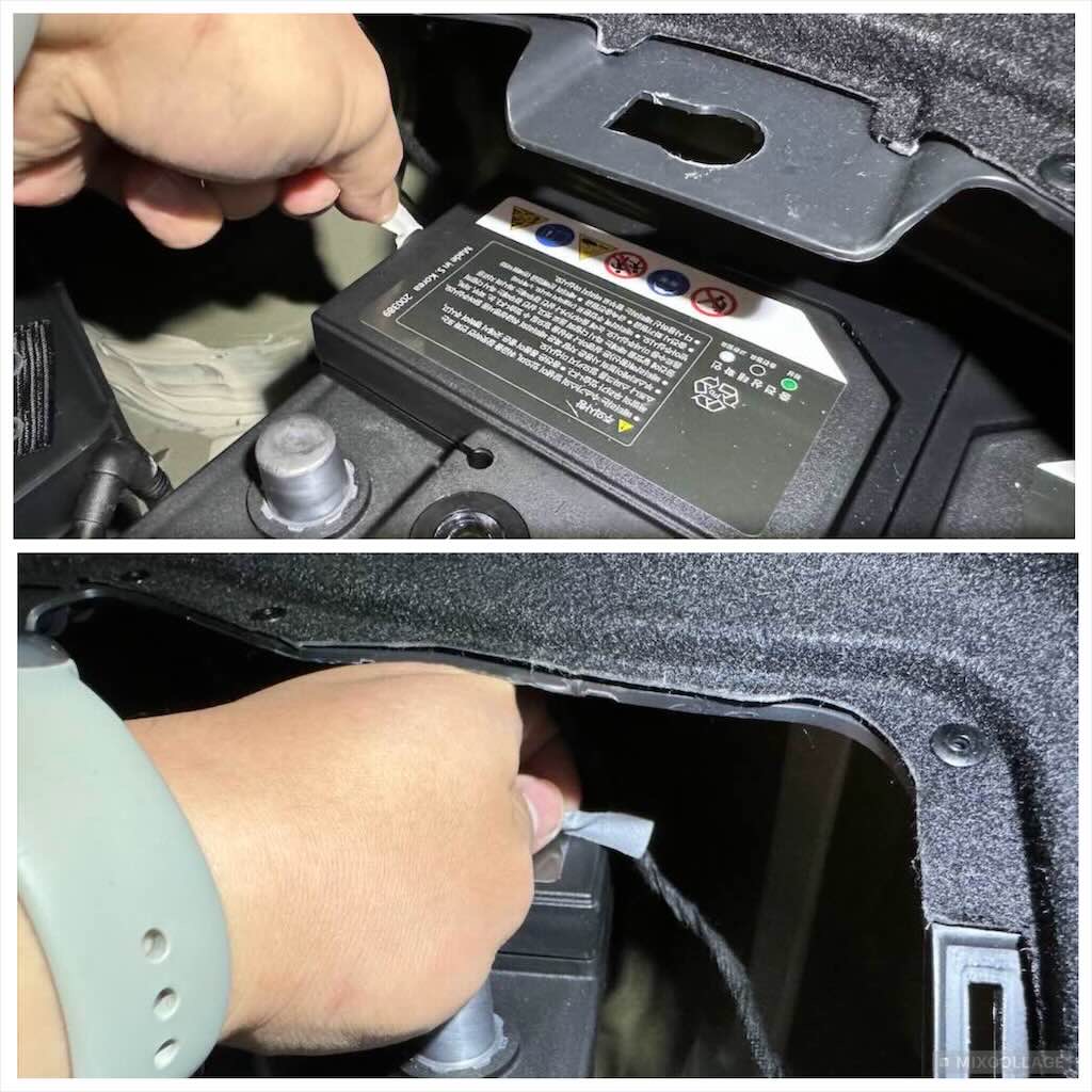 배터리누액-테이프-제거하는모습