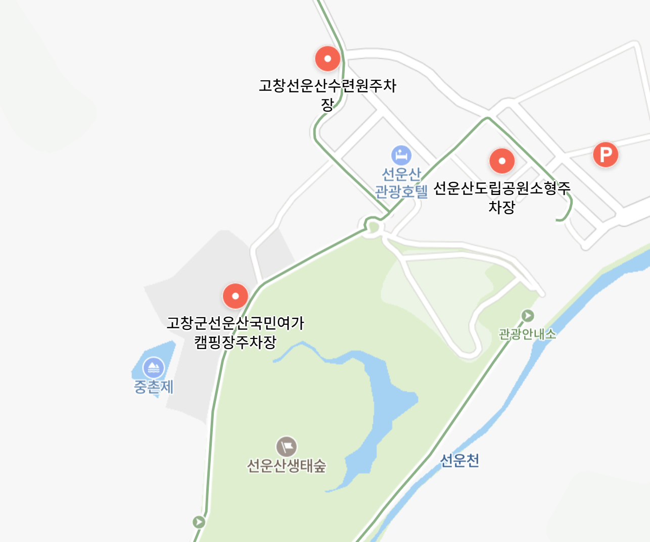 선운산 도립공원 주변 주차장