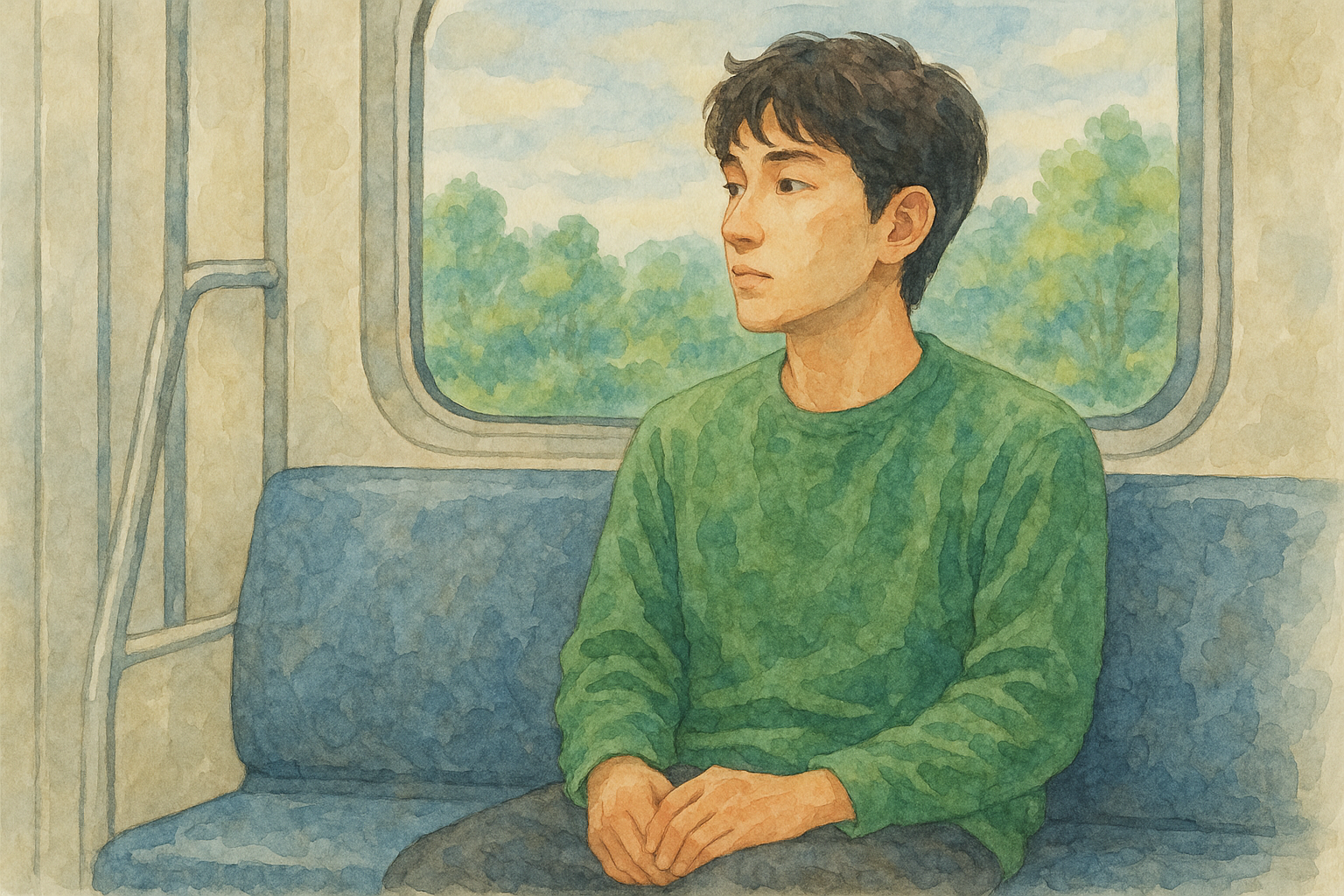 기차 창 밖의 풍경을 따라