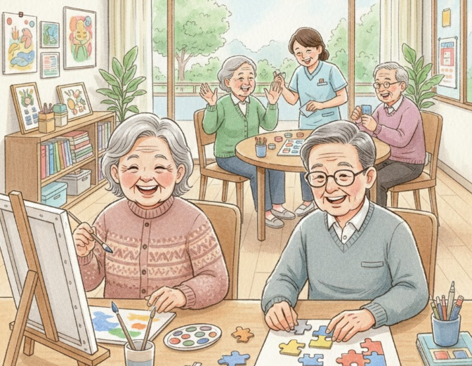 주야간보호센터에서 활동하는 그림