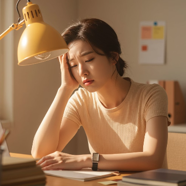 만성염증으로 힘들어하는 모습의 여성 2