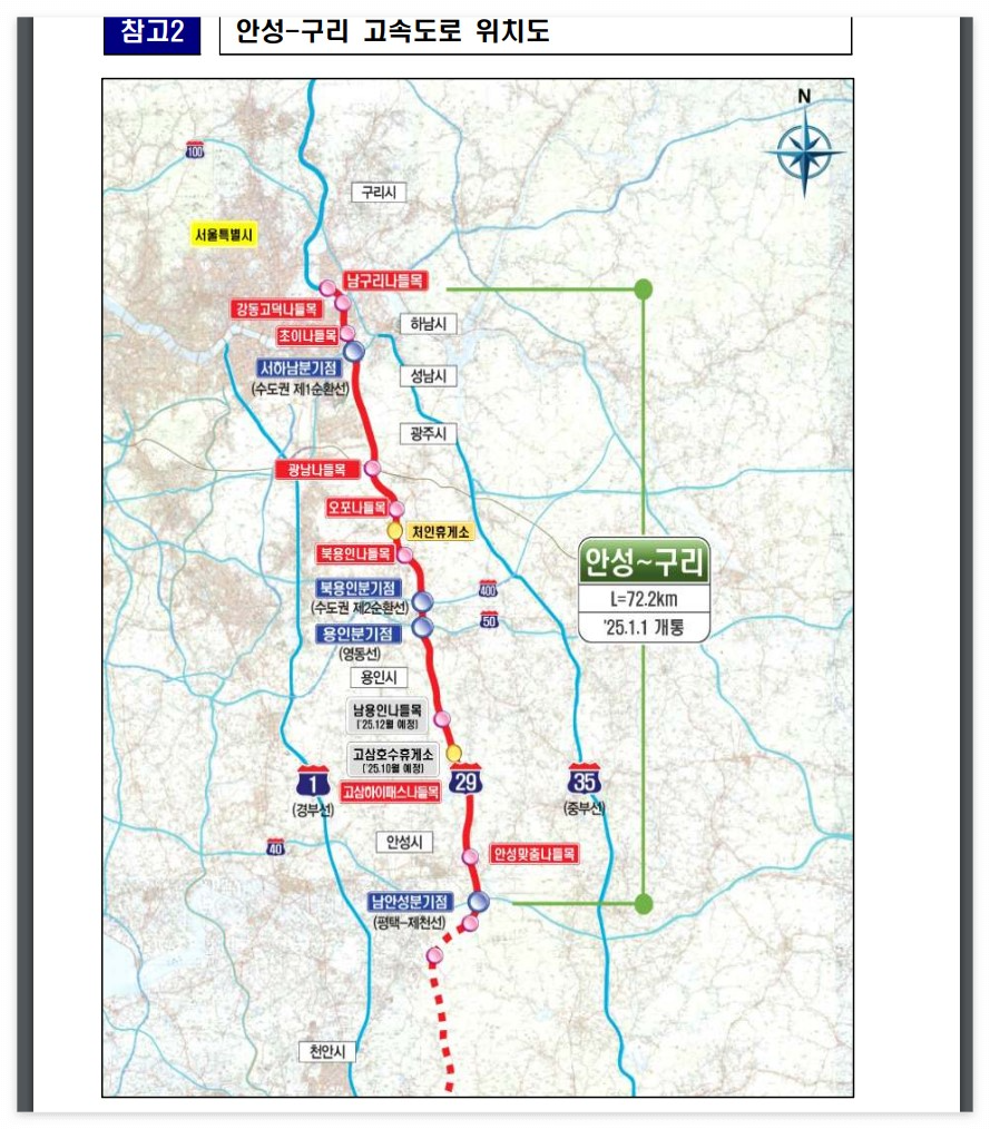 안성 고속도로 개통 노선도 조회