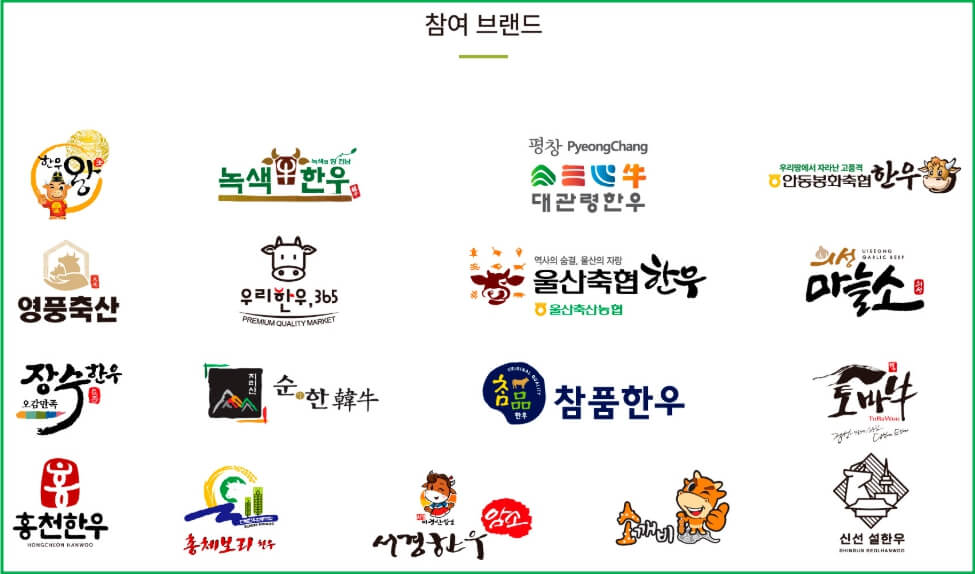 온라인 한우장터 참여 브랜드 목록