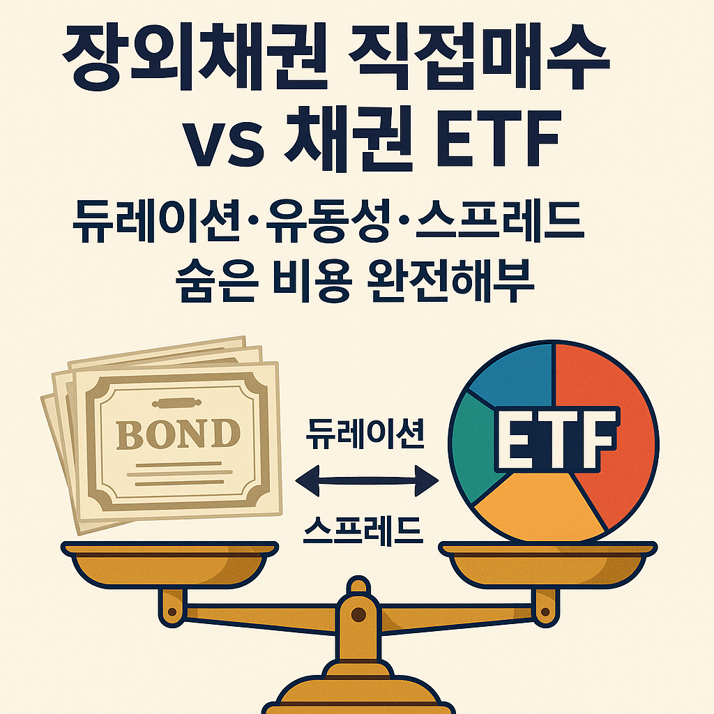 장외채권 직접매수 vs 채권 ETF, 무엇이 유리할까: 듀레이션&middot;유동성&middot;스프레드 &lsquo;숨은 비용&rsquo;까지 한 번에 정리