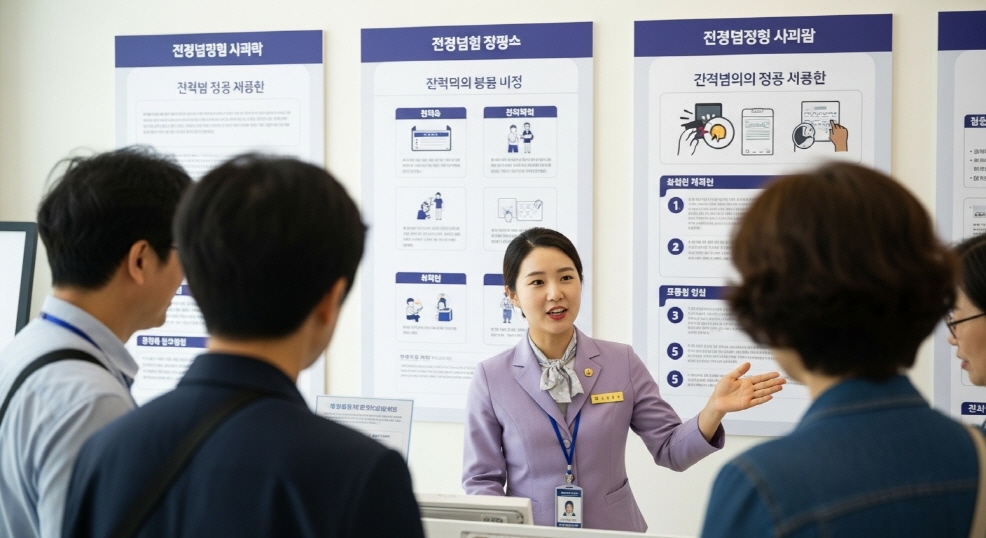 안내소에서 소비쿠폰 사용법 설명하는 공무원