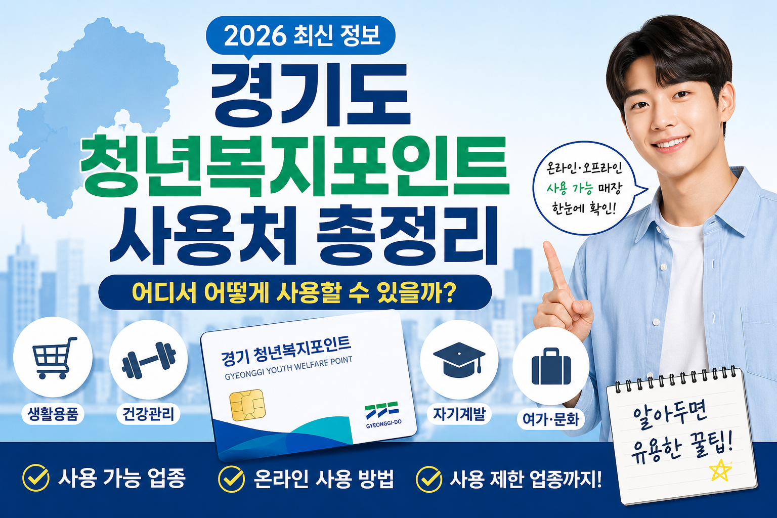 2026 경기도 청년복지포인트 사용처 총정리 대표이미지, 온라인과 오프라인 사용 가능 업종 및 제한 업종 안내