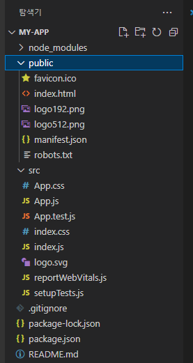 react 앱 폴더 구조