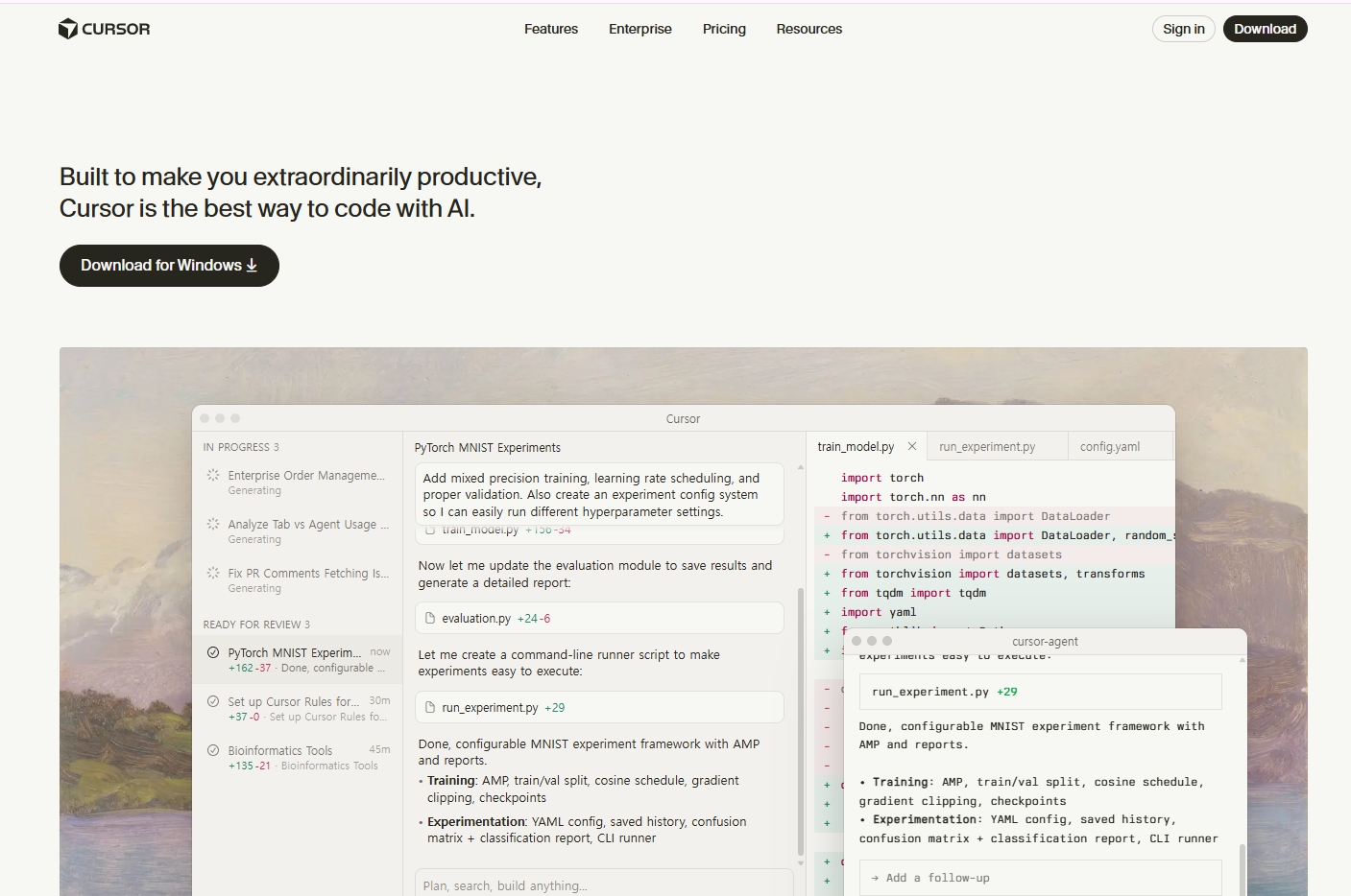 커서 AI 홈페이지