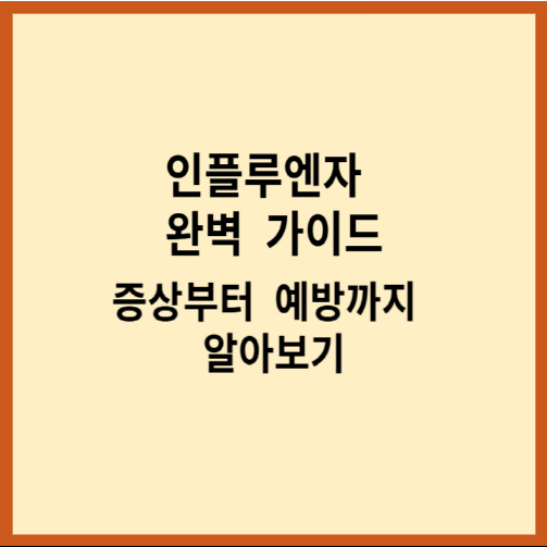 인플루엔자 완벽 가이드: 증상부터 예방까지 알아보기