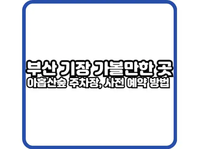 부산 기장 아홉산숲 예약 방법, 주차장, 입장료