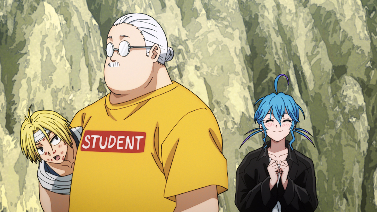 사카모토가팔로꼬마를들고여자가웃고있다