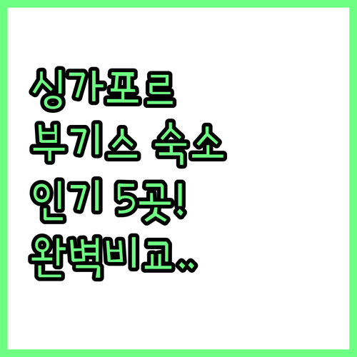위치 좋은 싱가포르 부기스 인기 숙소..