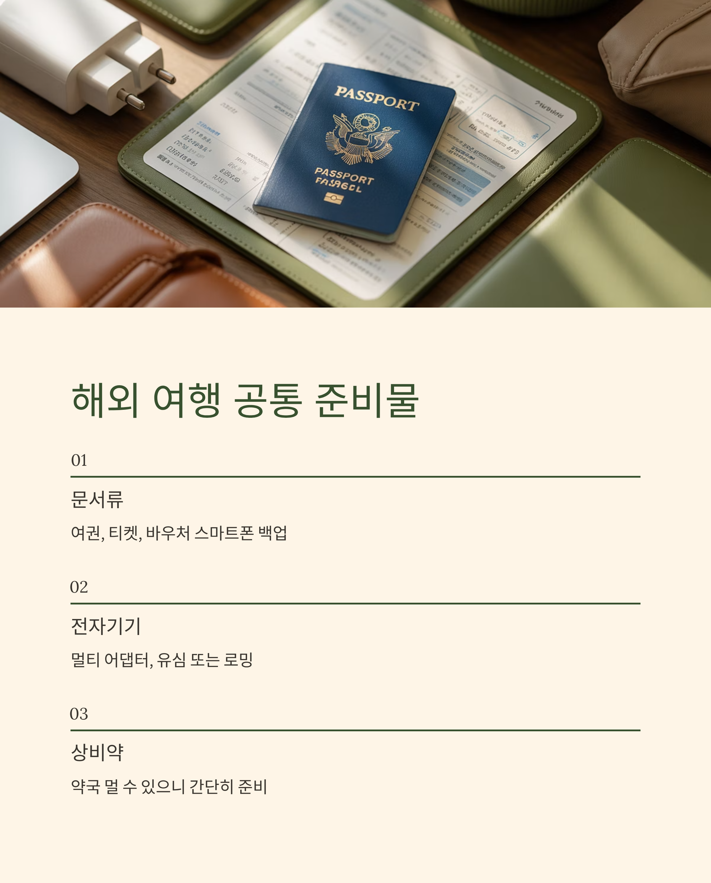 해외 여행 시 꼭 챙겨야 할 공통 준비물