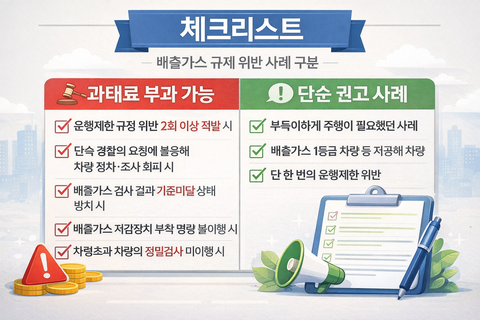 과태료 부과 가능 사례와 단순 권고 사례