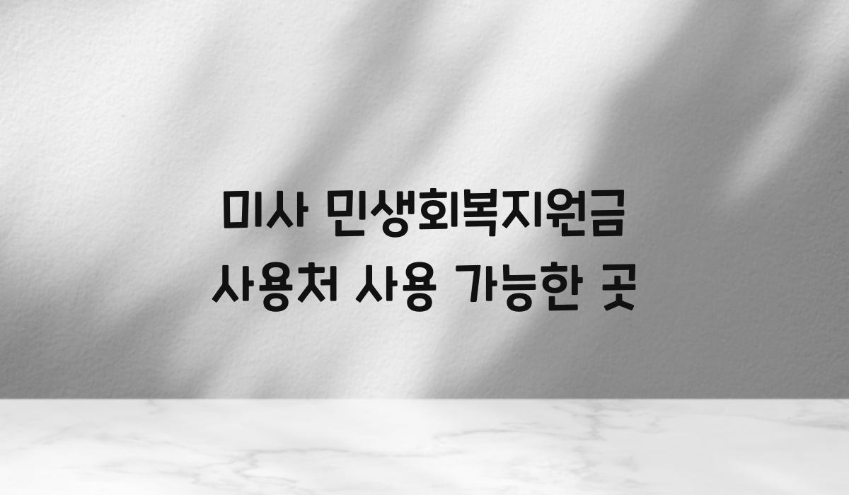미사 민생회복지원금 사용처 사용 가능한 곳  