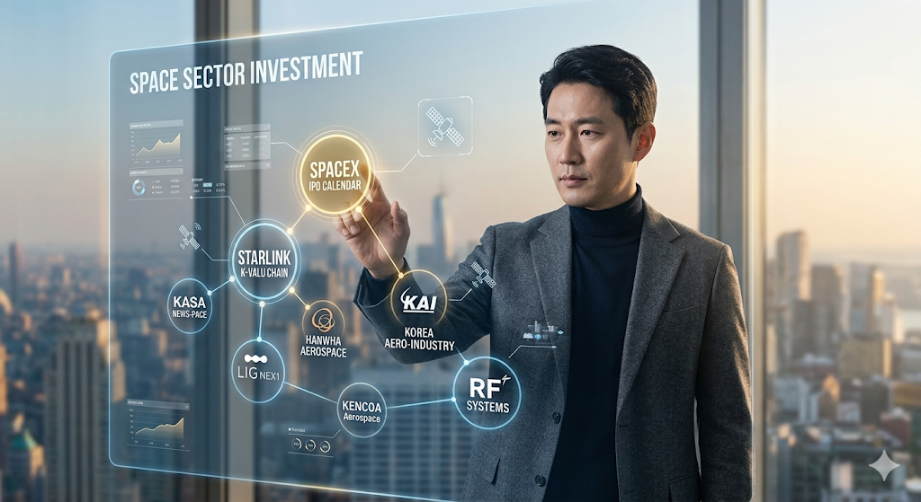 스페이스X 상장 수혜주를 분석하는 스마트 투자자 이미지