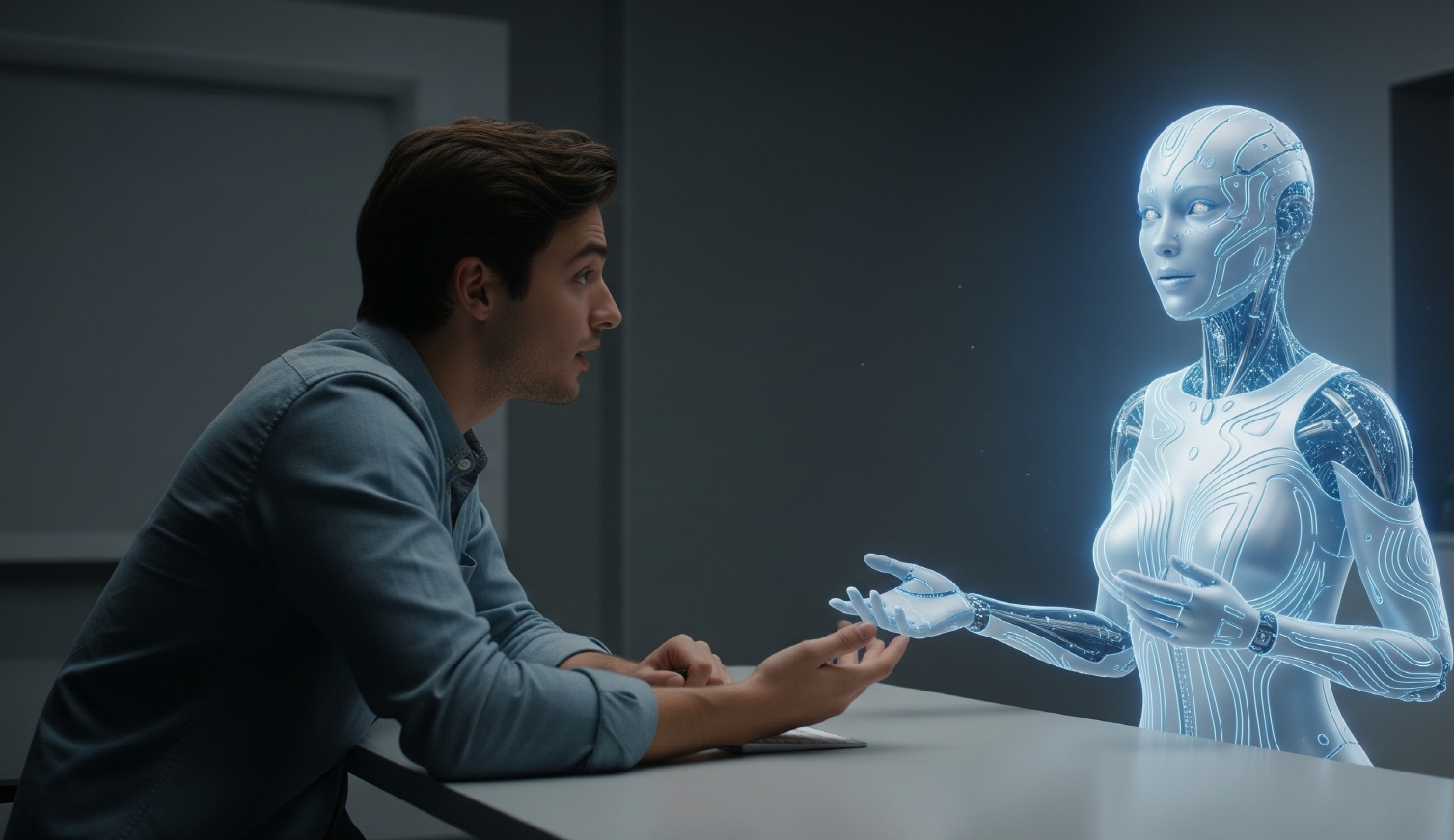 ai 아바타와 대화하는 장면