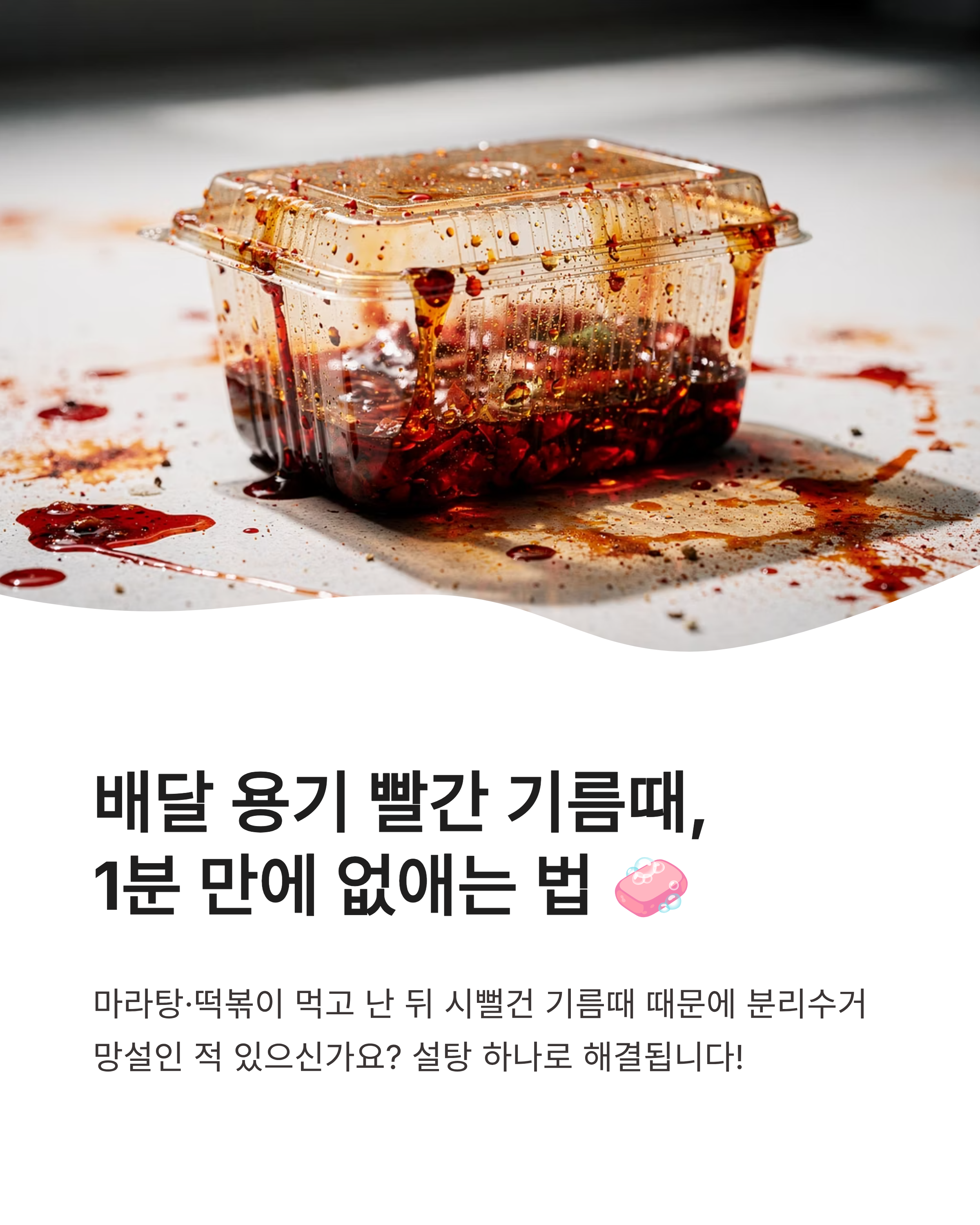 배달 음식 플라스틱 용기 빨간 기름때 제거법 설탕 활용해서 1분 만에 지우는 꿀팁