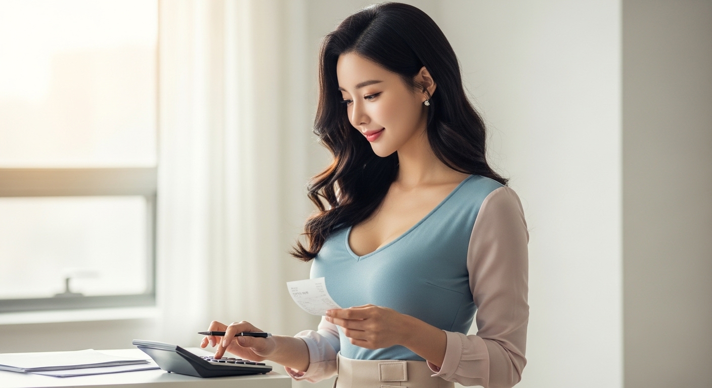 연말정산을 하는 여성