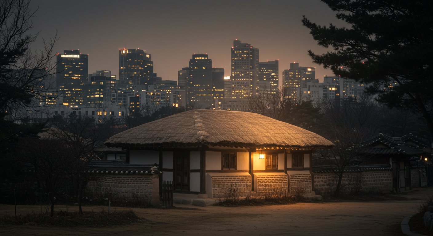 한적한 초가집의 기억을 품은 도심의 오아시스