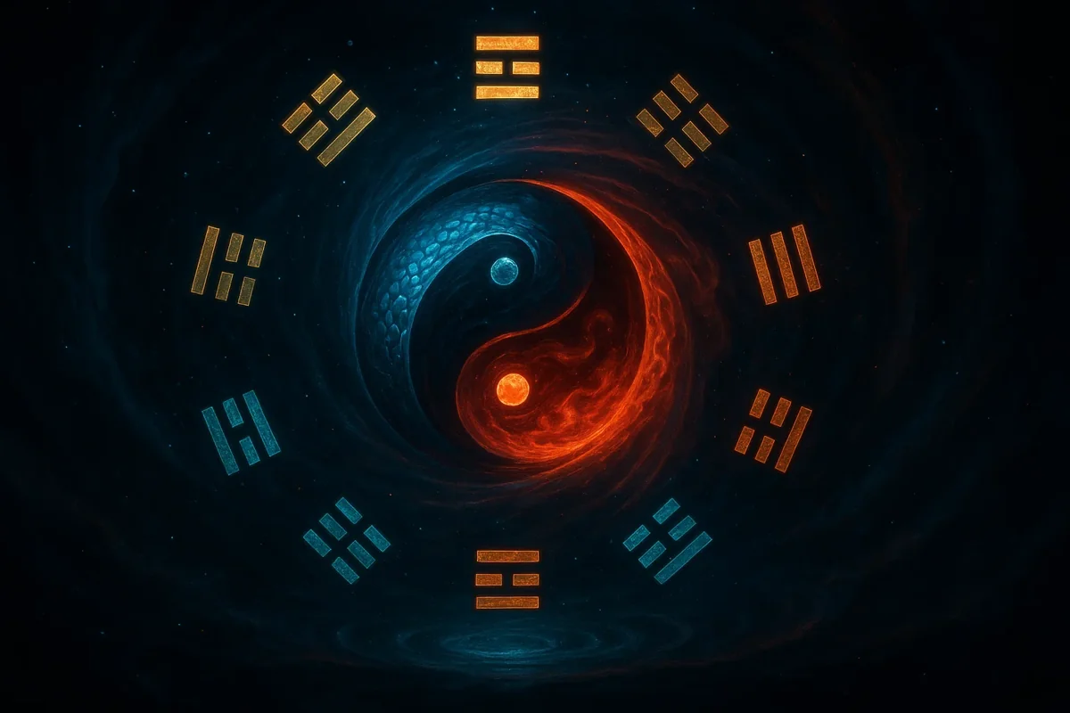 음양 태극 문양과 팔괘가 어우러진 신비로운 분위기의 대표 이미지