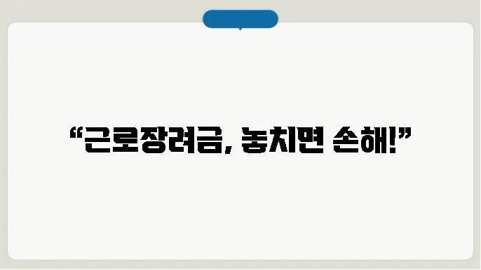 근로장려금 신청 못하면 어떻의 결반