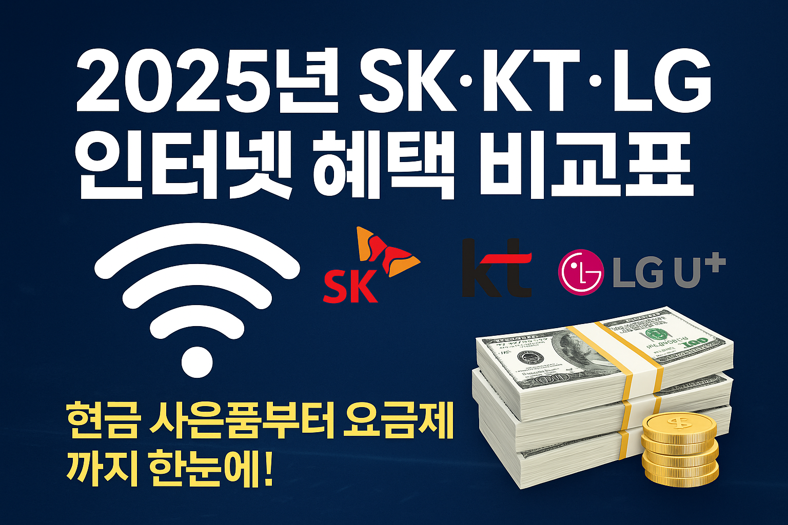 2025년 SK&middot;KT&middot;LG 인터넷가입 혜택 비교표 (최대 55만원 사은품) 결합할인까지 한눈에 보기