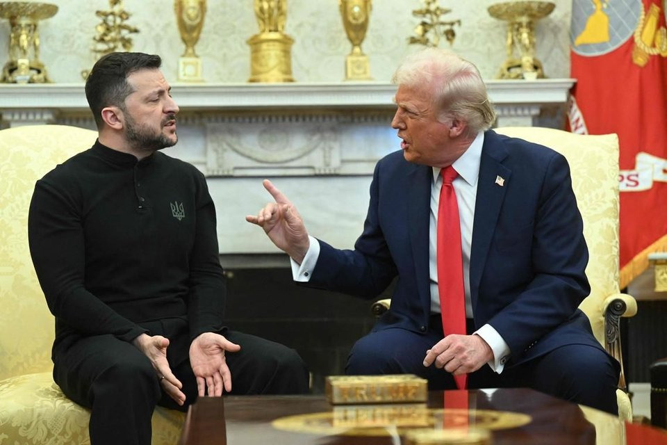 Ukrainian President Volodymyr Zelensky (left) and US President Donald Trump clashed over Russia's invasion of Ukraine at the White House on Feb 28.PHOTO: AFP