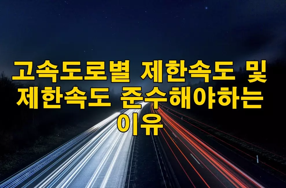 고속도로별 제한속도 및 제한속도 준수해야하는 이유