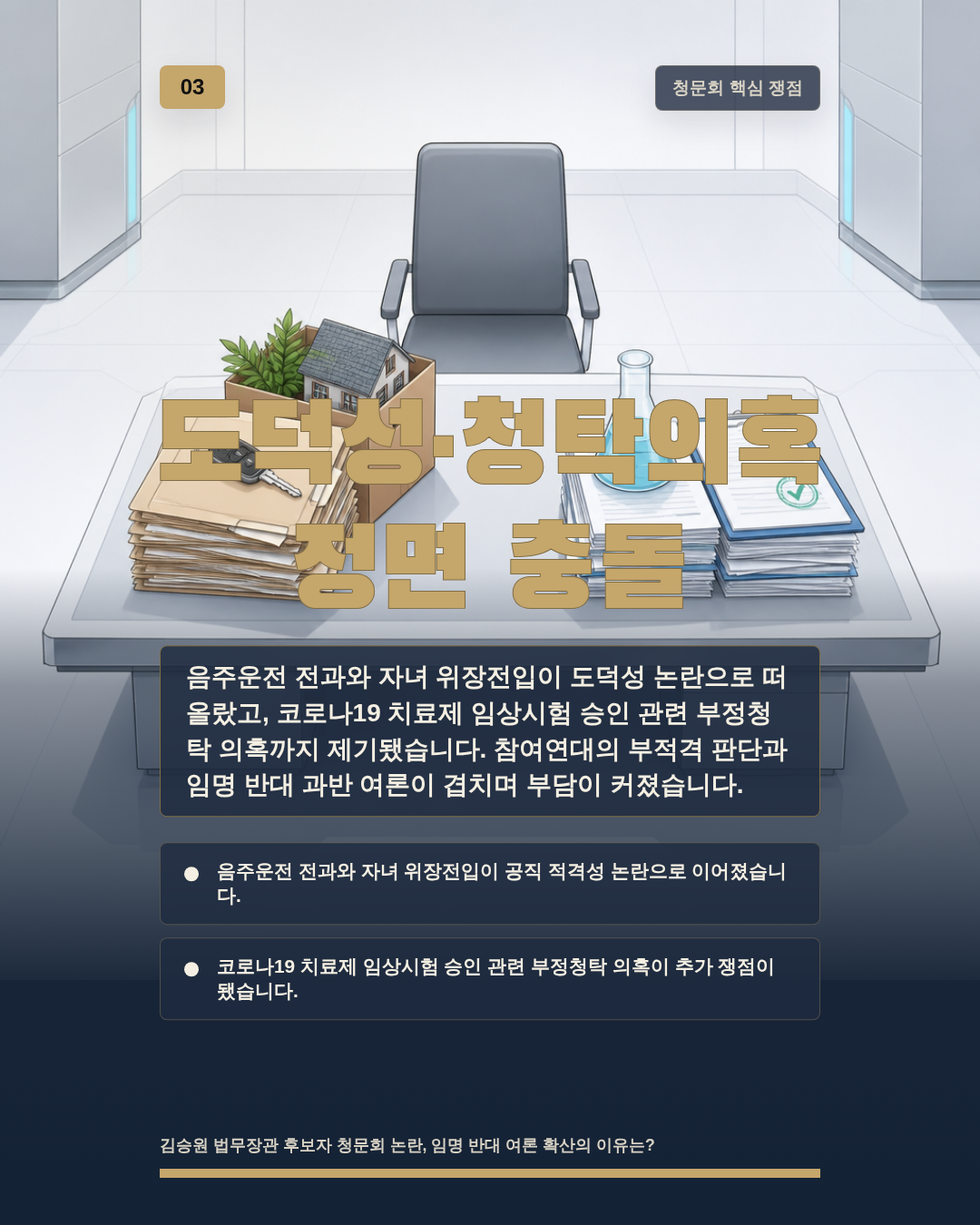 도덕성&middot;청탁의혹 정면 충돌