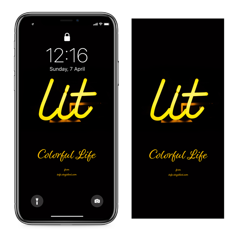 09 노란색 네온 글씨 C - Colorful Life 아이폰검정배경화면