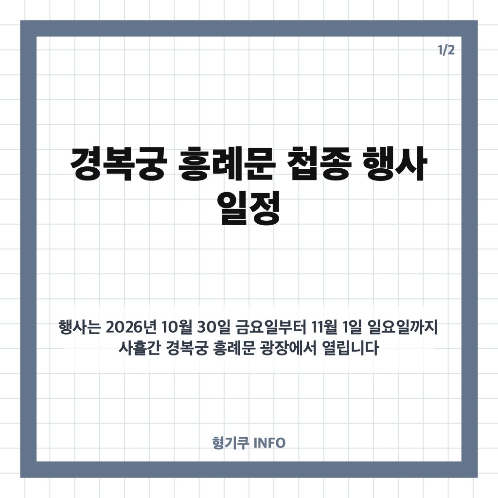 경복궁 흥례문 첩종 행사, 10월 30일~11월 1일 일정과 관람 정보 카드뉴스 1