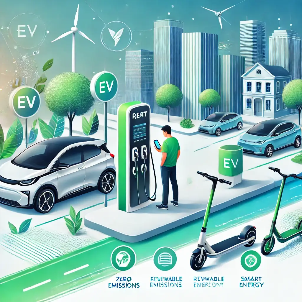 EV 충전소, 전기 자전거 및 스쿠터 대여, 스마트 모빌리티 앱 등 지속 가능한 이동수단 요소가 포함되어 있어요
