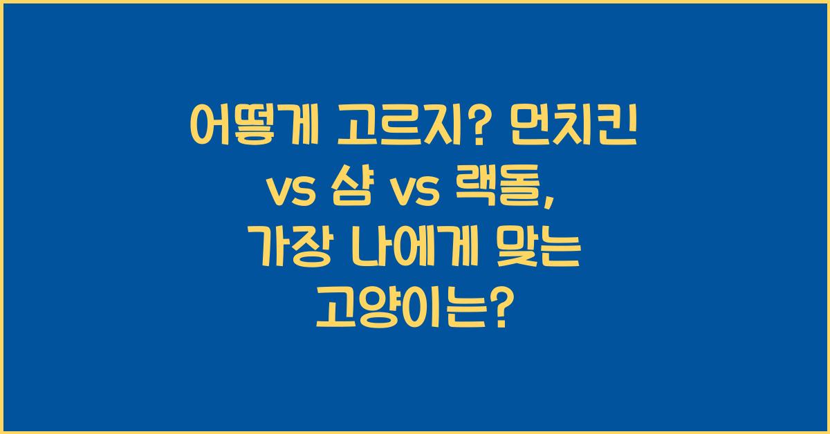먼치킨 vs 샴 vs 랙돌, 가장 나에게 맞는 고양이는?
