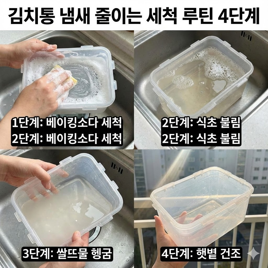 김치통 냄새 줄이는 세척 루틴 4단계