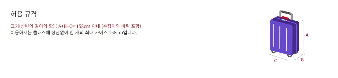 국제선 수하물 규격