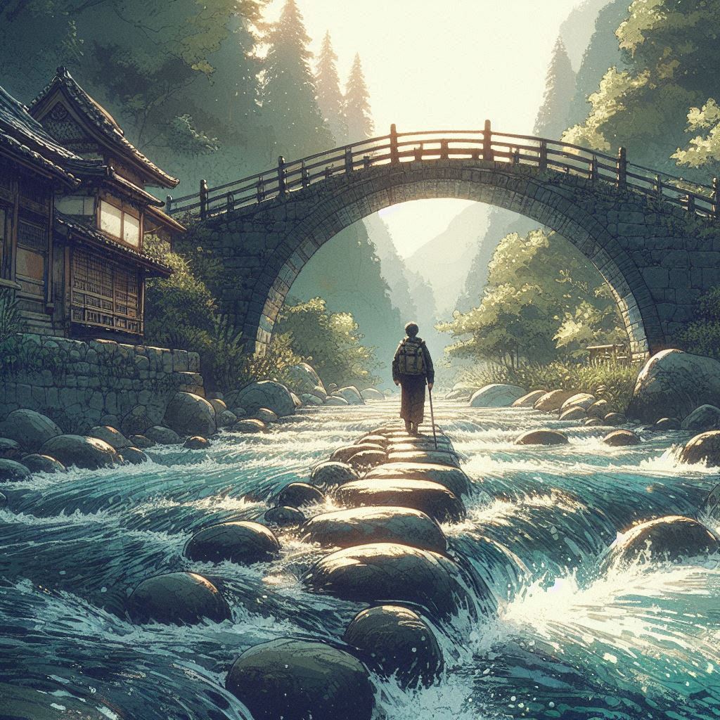 오래된 다리를 건너는 순간, 다리 아래 흐르는 물소리가 우리에게 전하는 가르침 (마음의 평화를 느끼다.)