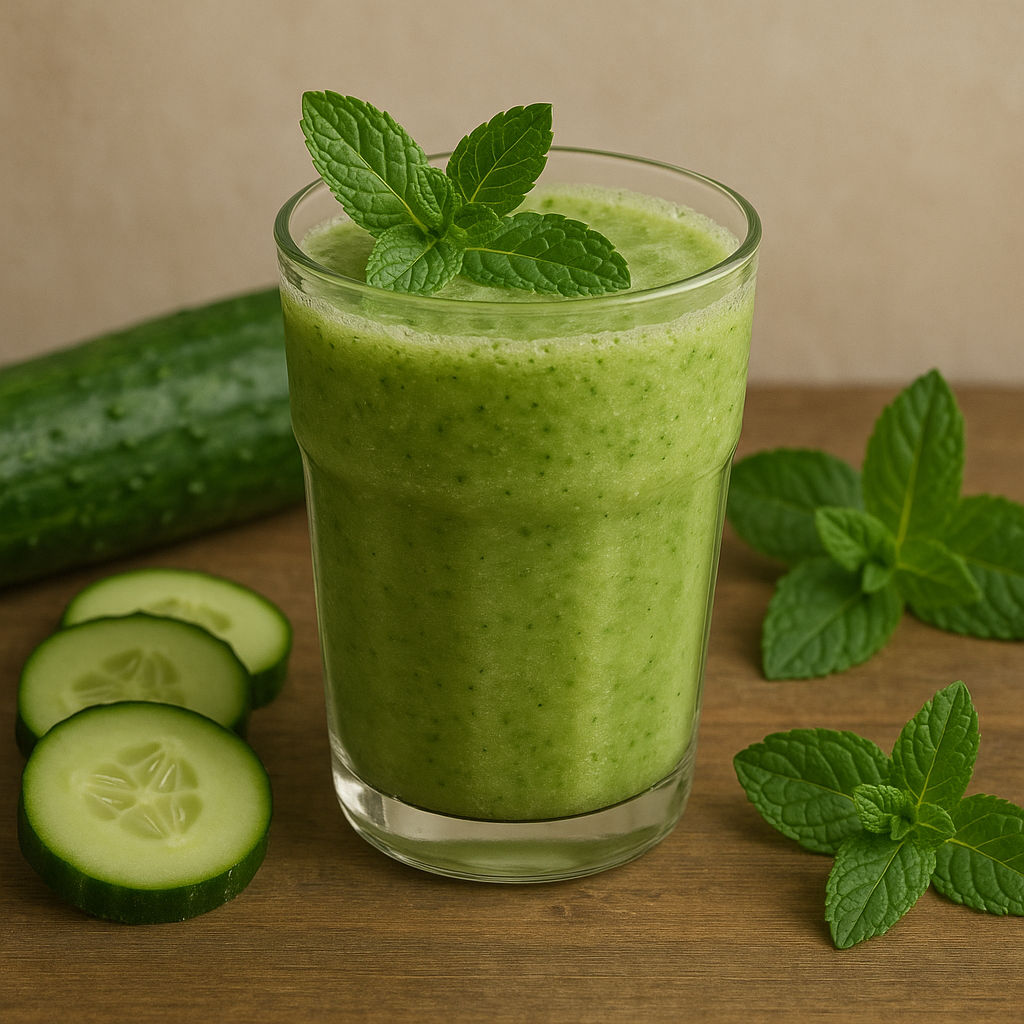 오이와 민트를 사용한 릴랙스 스무디