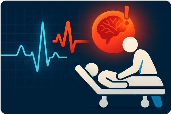 뇌출혈 응급상황을 상징적으로 표현한 일러스트