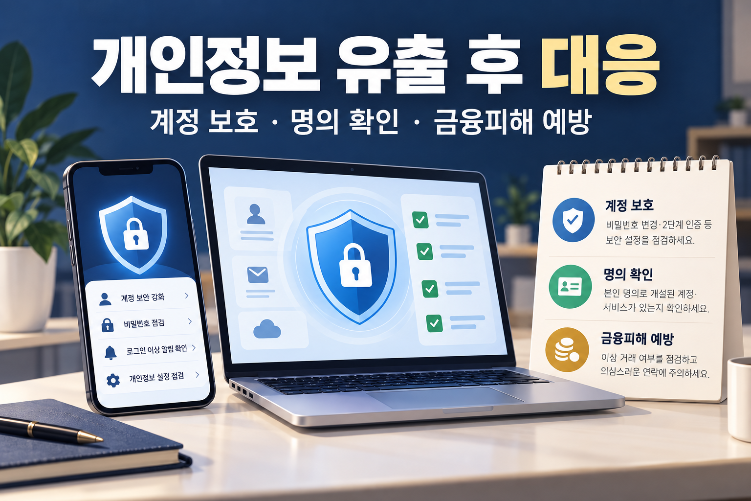 개인정보 유출 확인 후 해야 할 일 - 비밀번호 변경&middot;명의도용&middot;금융피해 예방