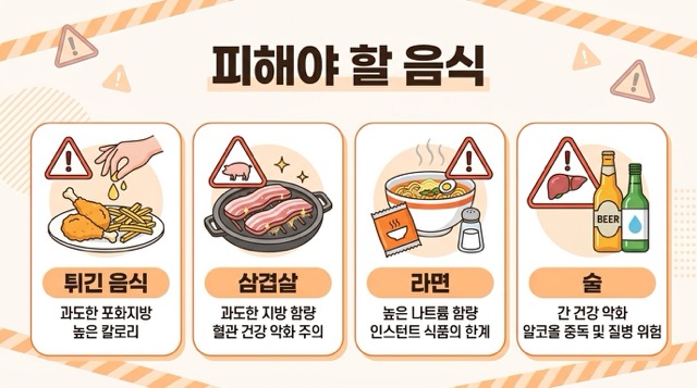 담낭 제거 후 피해야 할 음식 튀김 삼겹살 라면 치킨