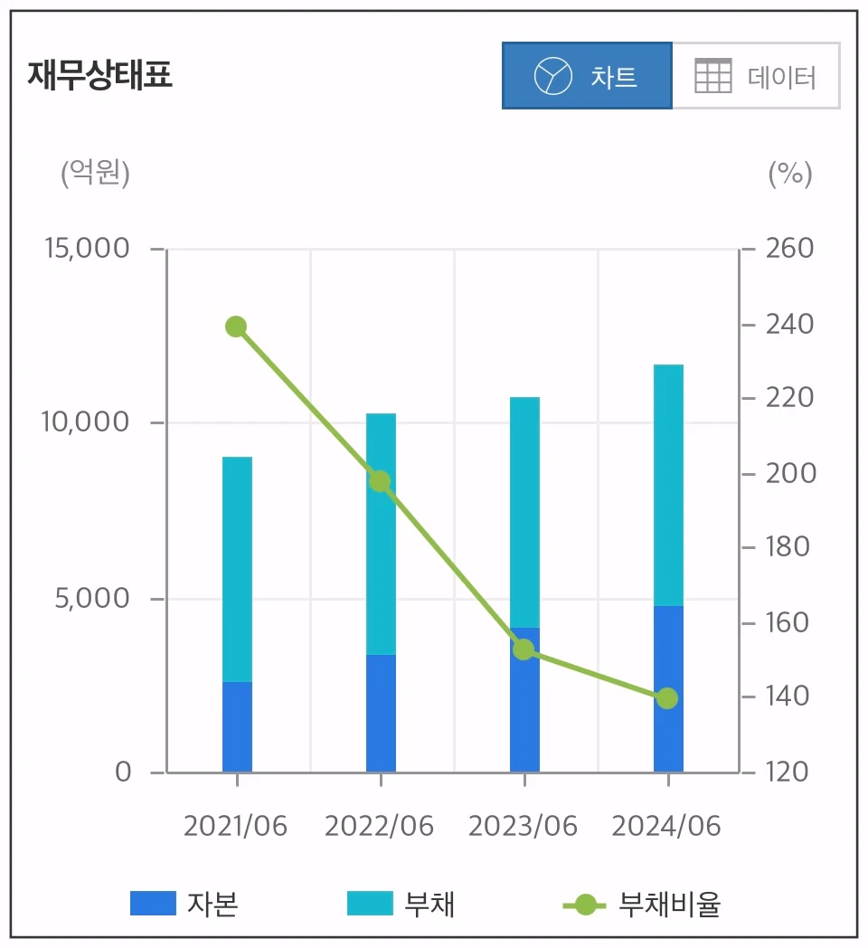 신성통상-재무상태표-그래프