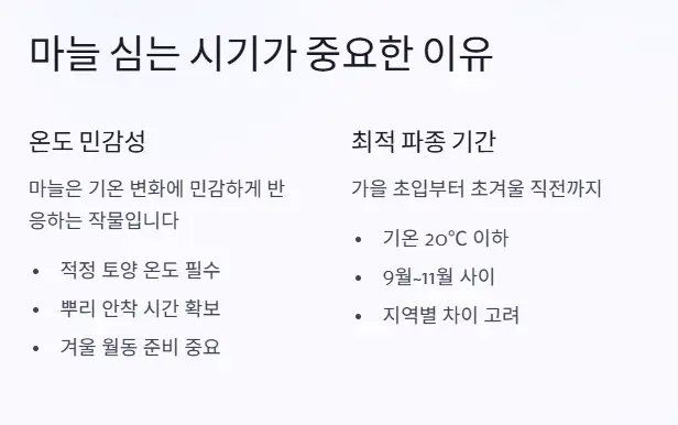 마늘 파종 시기
