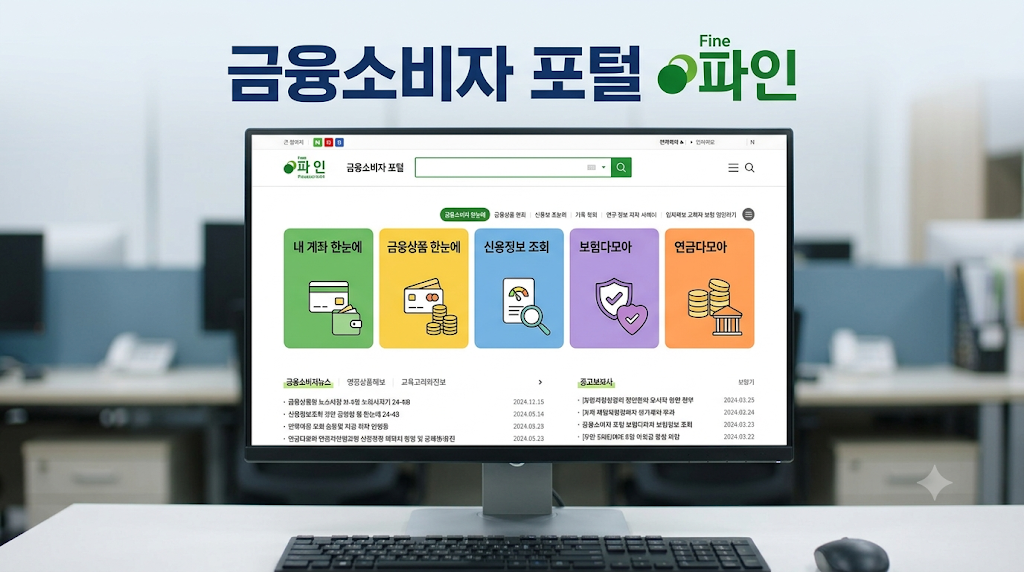 금융소비자포털 파인 잠자는 내돈 찾기 메인화면