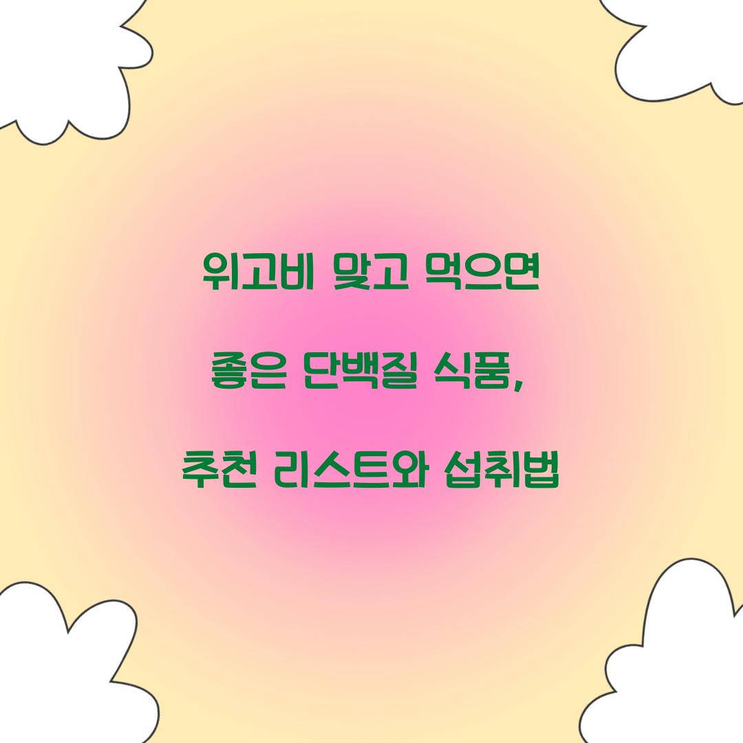 위고비 맞고 먹으면 좋은 단백질 식품