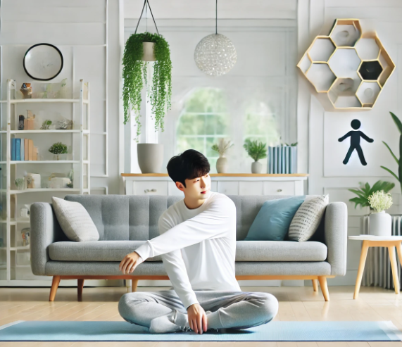 스트레칭하는 남성